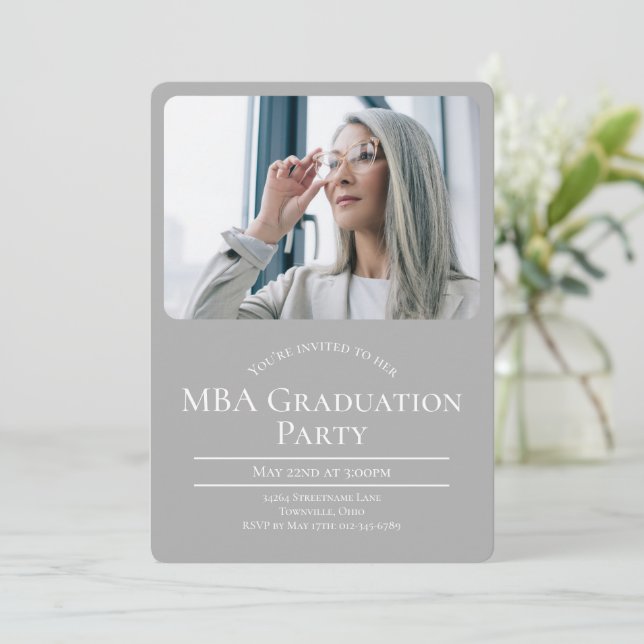 Graduate MBA Photo Graduation Invitation (Standing Front)