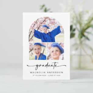 Graduate Modern Arch 3 Photos Graduation Announcement