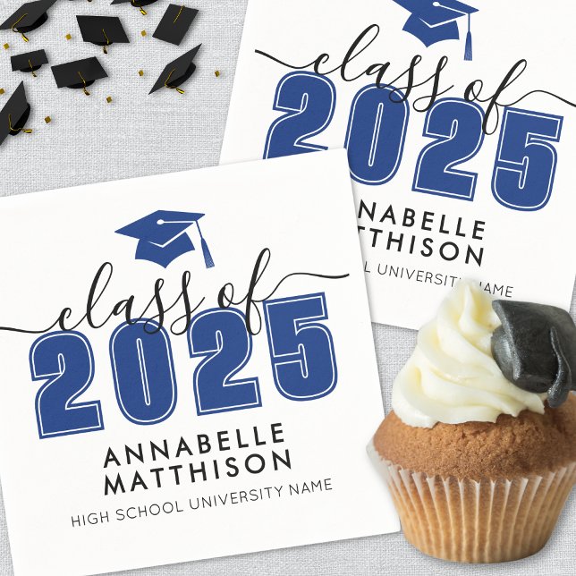 Graduate Modern Blue Graduation Napkin (Graduate Modern Blue Graduation Napkins)