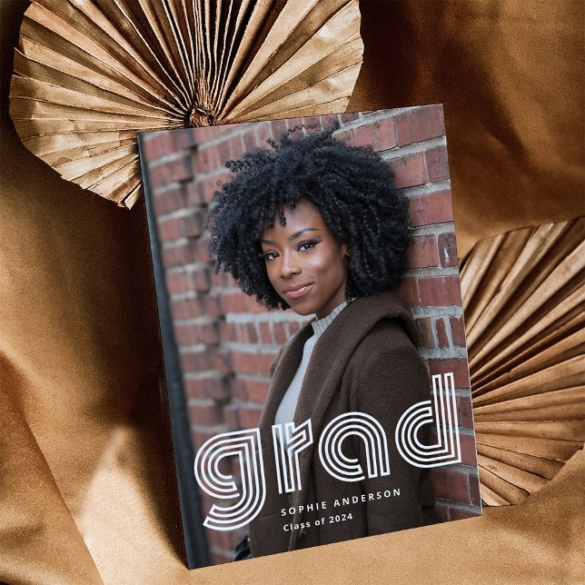Graduate | Modern Disco Typography and Two Photos Invitation (Creator Uploaded)