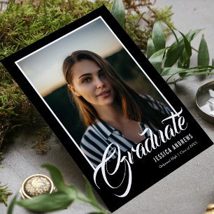 Graduate Modern Editable Photo Black   Graduation Invitation