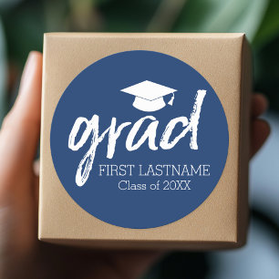 Graduate Modern Lettering Grad 2018 Classic Round Sticker
