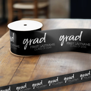 Graduate Modern Lettering Grad Class of Satin Ribbon