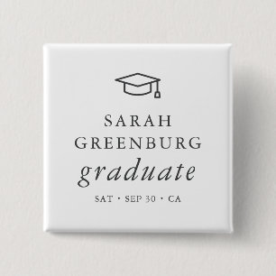Graduate Modern Minimalist Simple Chic Graduation 15 Cm Square Badge