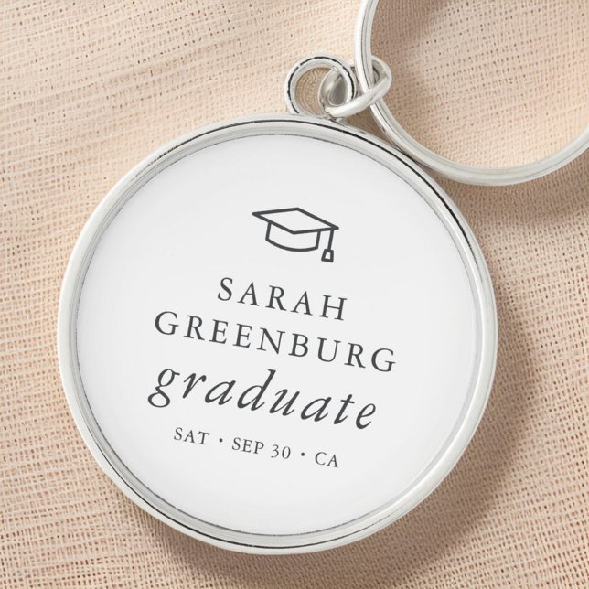 Graduate Modern Minimalist Simple Chic Graduation Key Ring (Creator Uploaded)