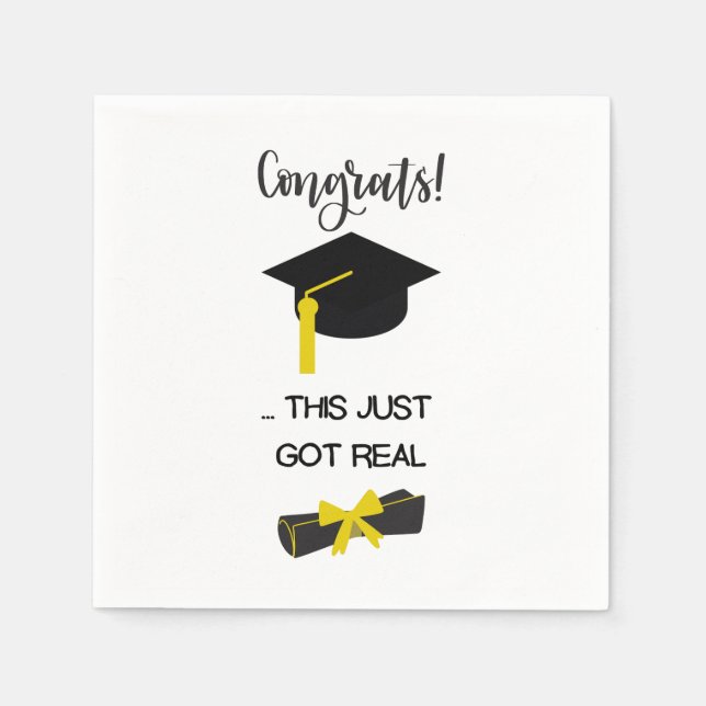 Graduate Modern Minimalist Simple Chic Graduation Napkin (Front)
