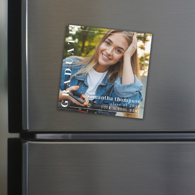 Graduate Modern Minimalist Simple Photo Magnetic (Creator Uploaded)