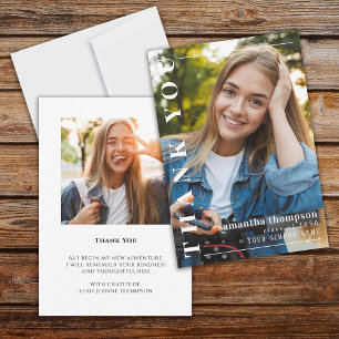 Graduate Modern Minimalist Two Photo Simple Thank You Card