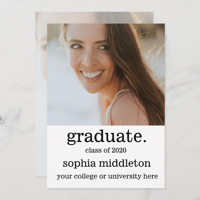Graduate Modern Photos Class of 2020 Party Invitation (Front/Back)