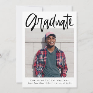 Graduate Modern Script Graduation Multi Photo Announcement