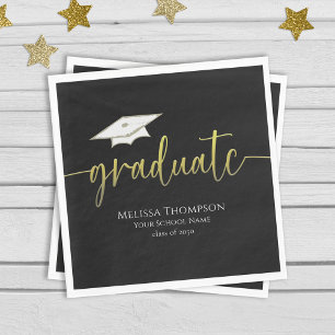 Graduate Modern Simple Gold Graduation Cap Napkin