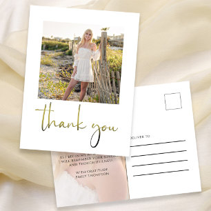 Graduate Modern Simple Trendy Minimalist Thank You Postcard
