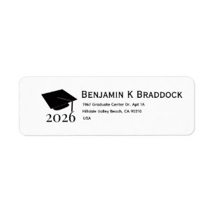 Graduate Mortarboard Big Font Label Return Address Label