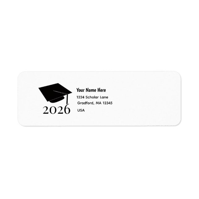 Graduate Mortboard Return Address Label (Front)