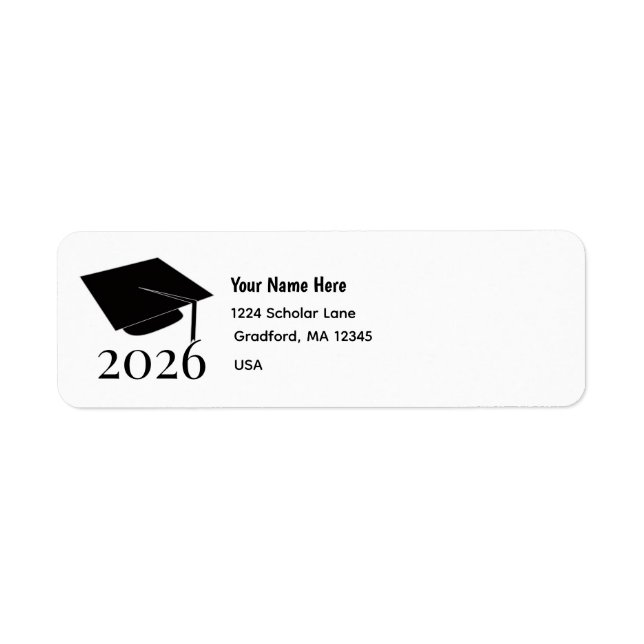 Graduate Mortboard Return Address Label (Front)