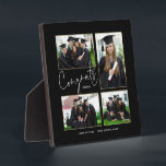 Graduate Multi Photo Congrats Name Black Plaque<br><div class="desc">Graduate 4 Photos Congrats Name Black. Keepsake gift for your daughter or son commemorating their graduation. Easily replace the sample photos with your own and personalise with year and high school or college name at the bottom and your child's name. A stylish set typography for Congrats is in white to...</div>