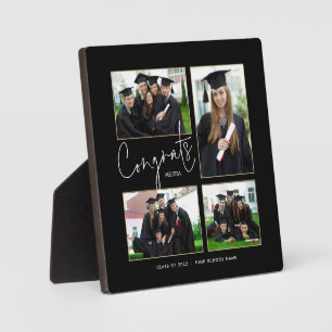Graduate Multi Photo Congrats Name Black Plaque