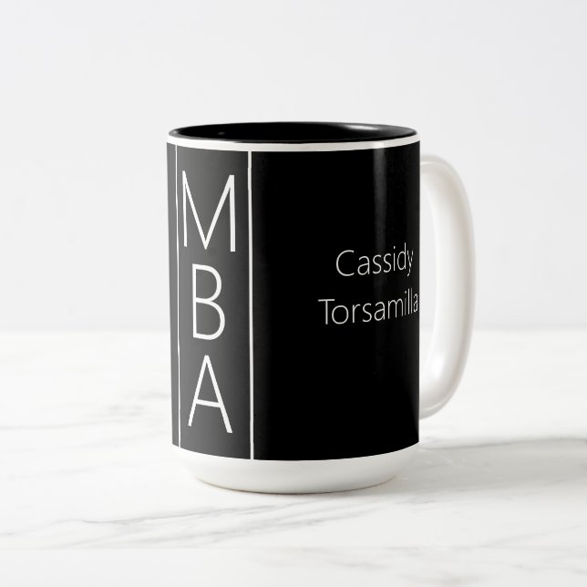 Graduate Name Black MBA Two-Tone Coffee Mug (Front Right)