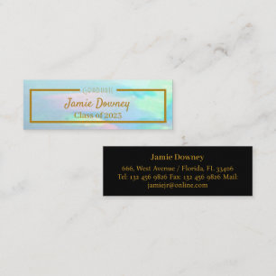 Graduate Name Card Black, Opal & Gold Modern