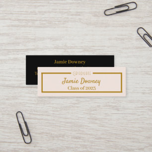 Graduate Name Card   Black, Pink & Gold   Modern