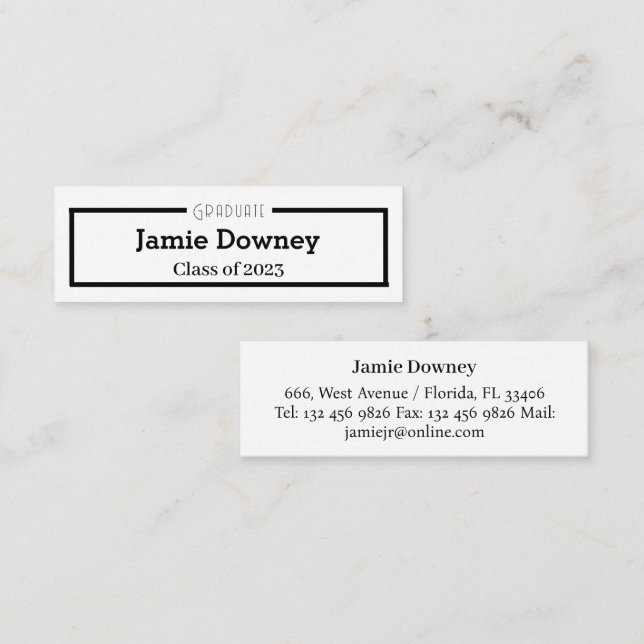 Graduate Name Card | Minimalist Modern Insert Card (Front/Back)