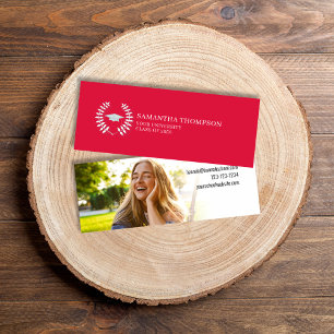 Graduate Name Card Photo Crimson Red and White