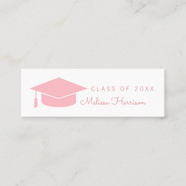 graduate name card, women class of, pink calling card (Front)
