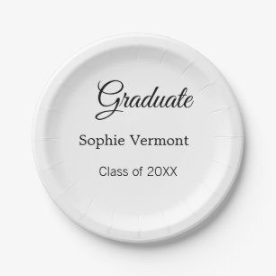 Graduate name class of 20XX congrats simple minima Paper Plate