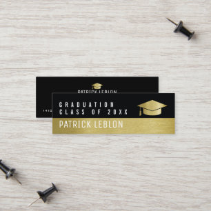 Graduate name elegant class of black & faux gold calling card