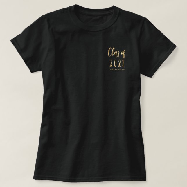Graduate Name Faux Gold Brown Class of 2021 T-Shirt (Design Front)