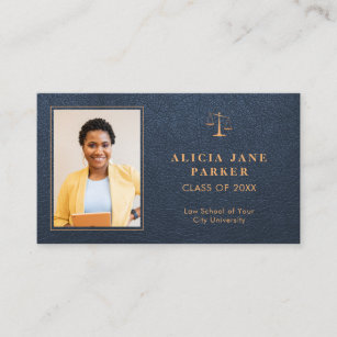 Graduate name law school graduation photo business card