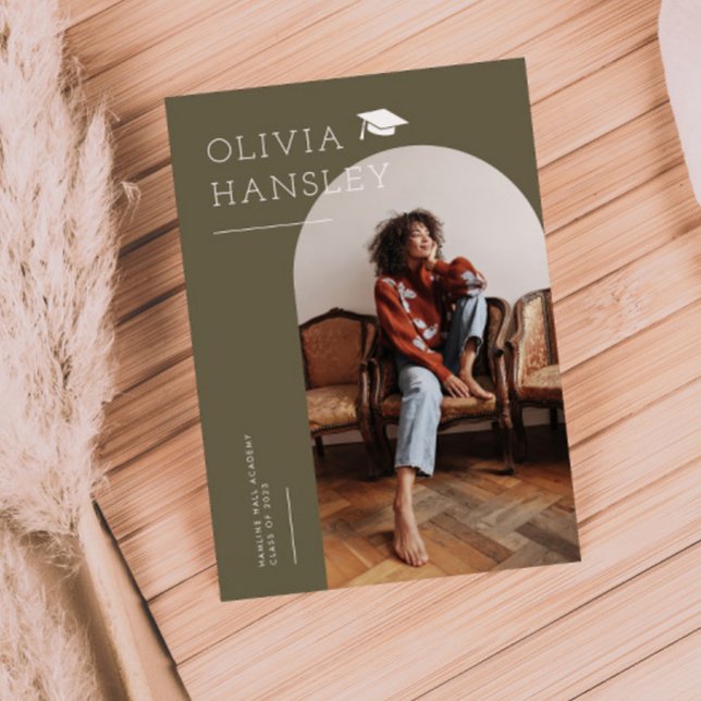 Graduate Name Olive Arch Graduation Announcement (Creator Uploaded)