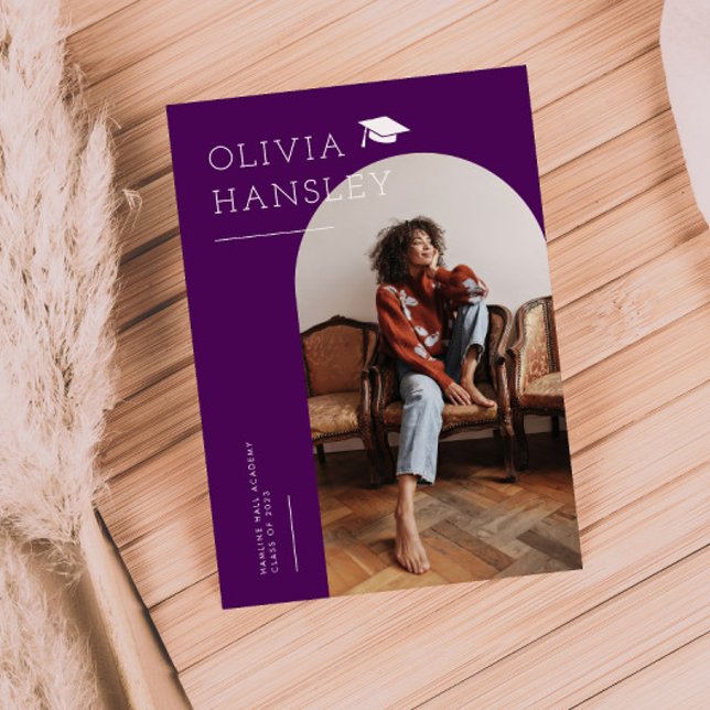 Graduate Name Violet Arch Graduation Announcement (Creator Uploaded)