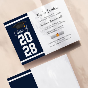 Graduate Navy Blue Graduation 2025 Party Invitation