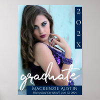 Graduate Navy Script | Dark Blue Photo Keepsake