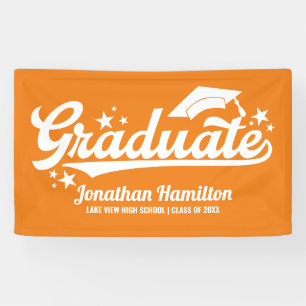 Graduate Orange Graduation Party Banner