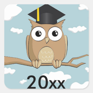 Graduate Owl Square Sticker