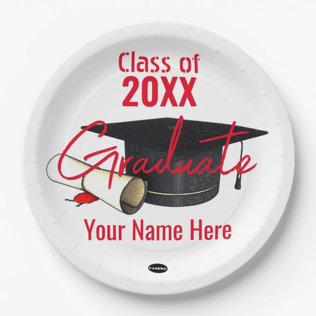 Graduate Paper Plate - Cap and Diploma HAMbyWG (Front)