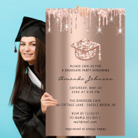 Graduate Party Drips Rose Gold Cap 3D Blush