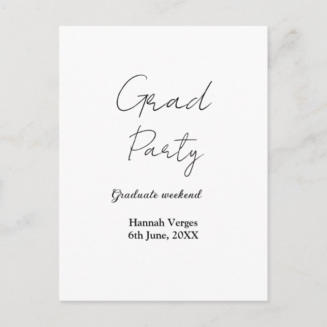 GRADUATE PARTY WEEKEND NAME DATE SIMPLE STYLISH POSTCARD (Front)