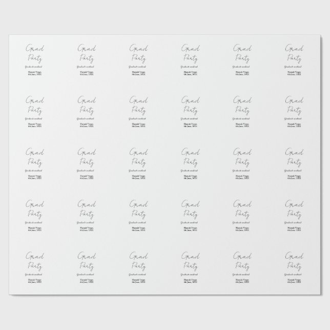 GRADUATE PARTY WEEKEND NAME DATE SIMPLE STYLISH WRAPPING PAPER (Flat)