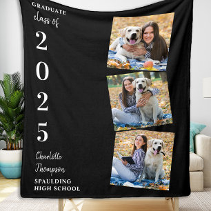 Graduate Personalised Photo Collage Name Year  Fleece Blanket