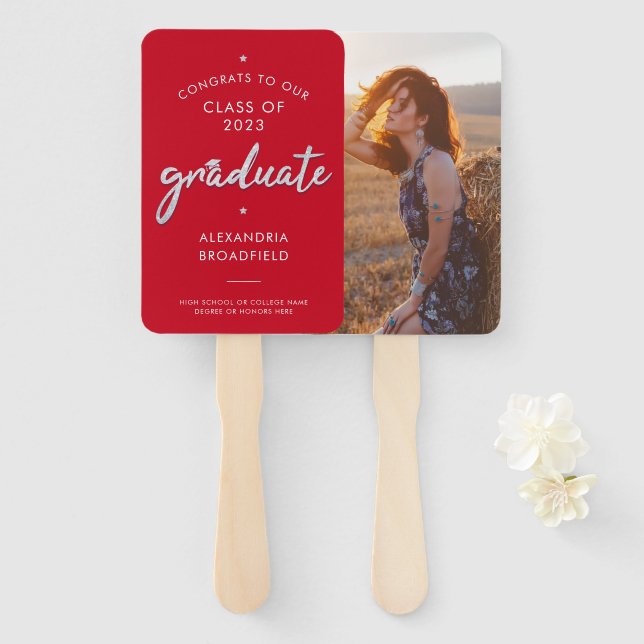 Graduate Photo 2025 Graduation Party Keepsake Hand Fan (Front and Back)