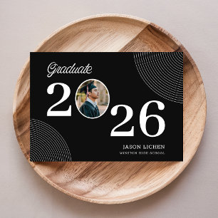 Graduate Photo Black & White Graduation Invitation Postcard