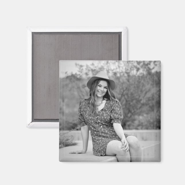 Graduate Photo Black & White Timeless Keepsake Magnet (Front/Back)
