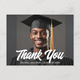 Graduate Photo Bold Script Graduation Thank You Postcard