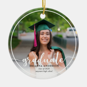 Graduate Photo Calligraphy Ceramic Ornament