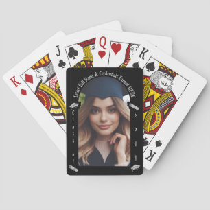 Graduate Photo, Cap & Tassel, Diploma - Black Arch Playing Cards