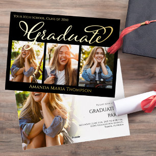 Graduate Photo Collage Gold Foil Template