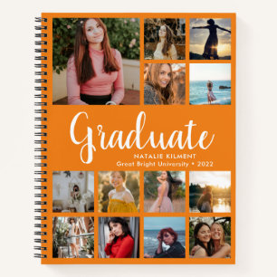 Graduate Photo Collage Graduation Orange Notebook